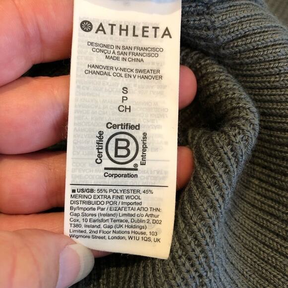 Athleta gray v neck chunky knit merino wool blend sweater tunic size Small - Picture 9 of 14